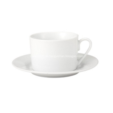 Einfache weiße Teetasse und Untertasse 230cc
